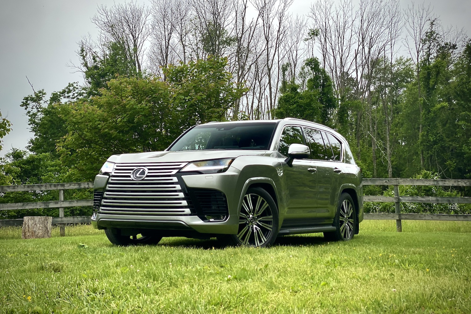2022lexusLX600从驱动方带树和后院栅栏草场