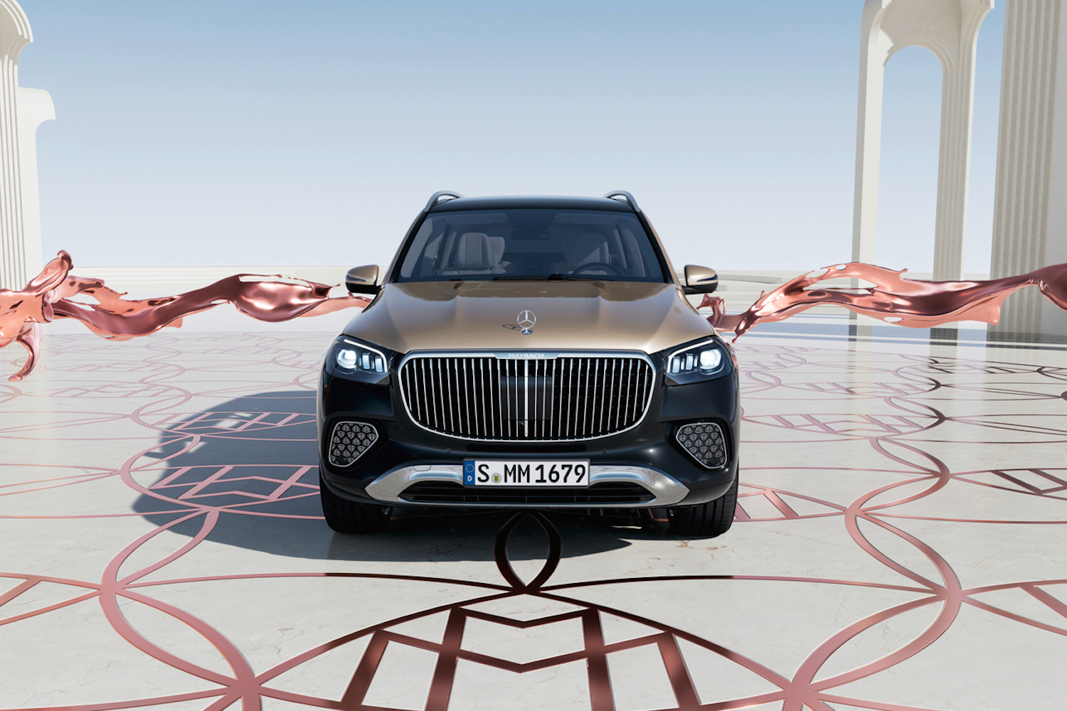 2024Mercedes-BenzGLS Maybach600前端停在Maybach标识前