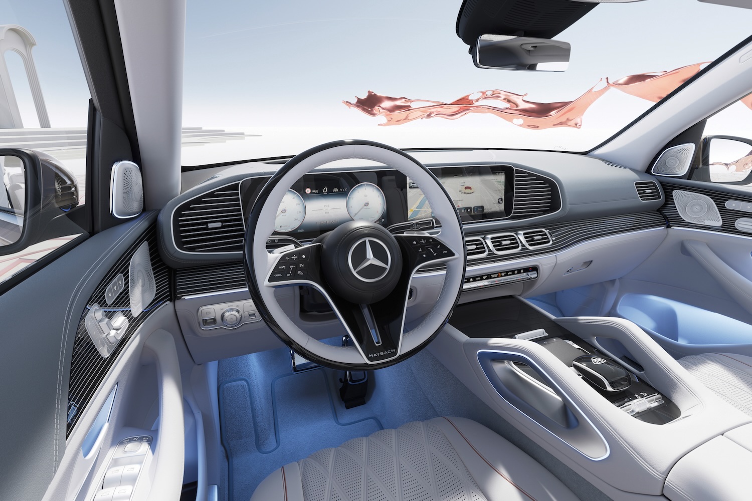 关闭方向盘和仪表板 2024奔驰GLS Maybach600