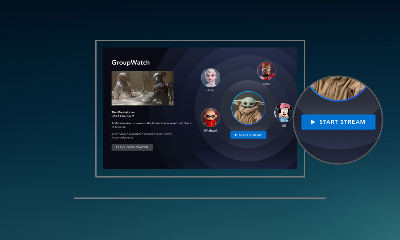 迪士尼+屏幕准备GroupWatch