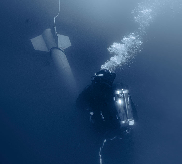 美国海军潜水员拆鱼雷