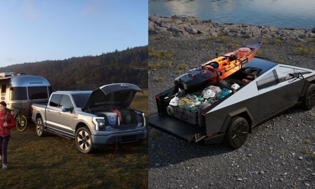 FordF-150闪电和TeslaCybertruck图像